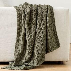 Pottery Barn Boston Throw Blanket Chunky Knit Loden Green NWT